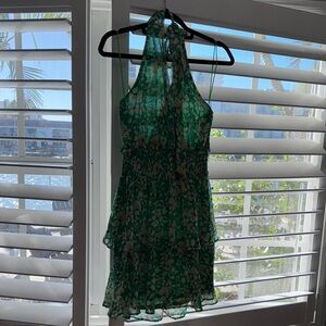 Green Floral Halter Dress